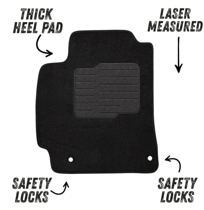 Carpet Floor Mats for 2017 to 2020 Hyundai Elantra, Front and Rear, Black
