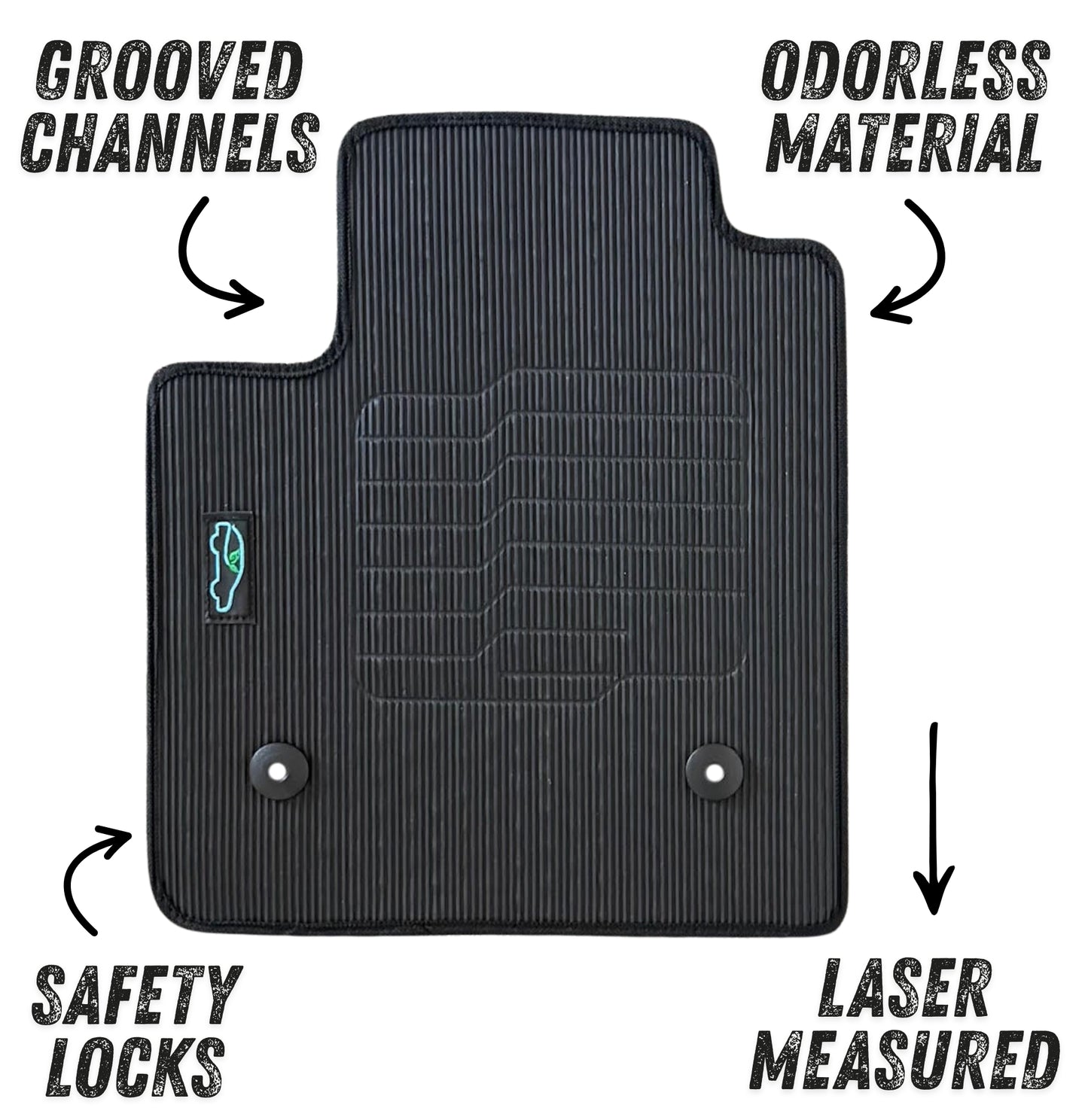 All Weather Floor Mats for 2018 to 2025 Cadillac XT4, front and Rear, Black