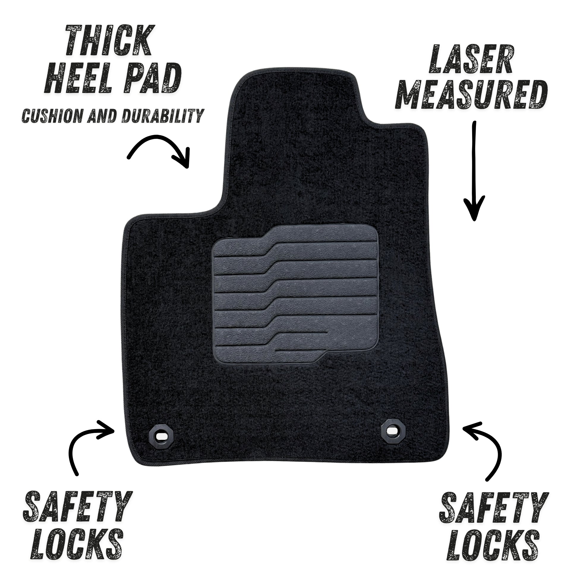 Carpet Floor Mats For 2014 to 2019 Toyota Highlander, Front and Rear, Black