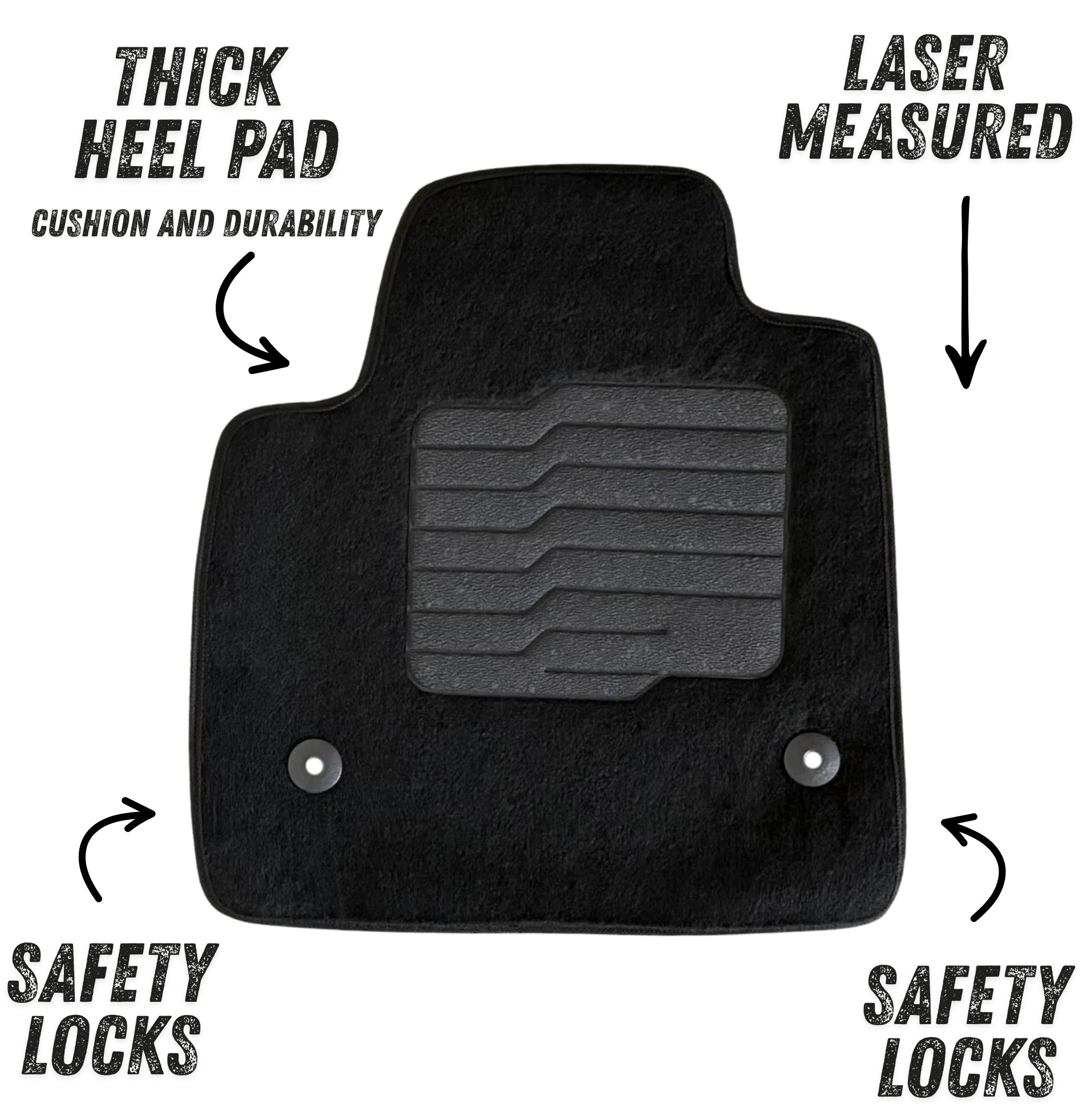 Carpet Floor Mats for 2017 to 2023 GMC Acadia, Front and Rear, Black