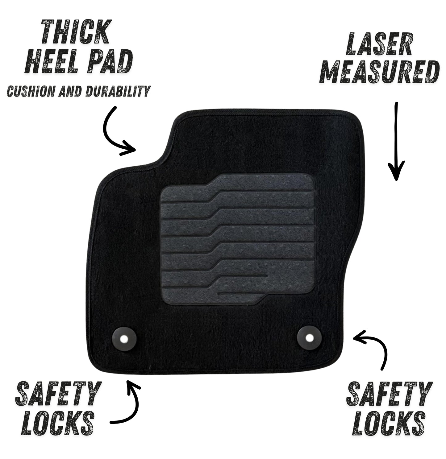 Carpet Floor Mats for 2012 to 2018 Ford Focus Hatch and Sedan, Front and Rear, Black