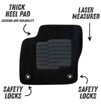 Carpet Floor Mats for 2012 to 2018 Ford Focus Hatch and Sedan, Front and Rear, Black