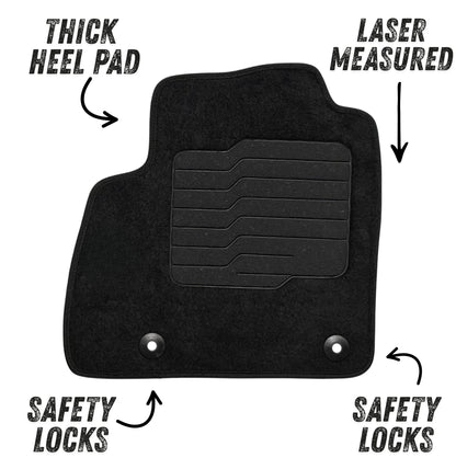 Carpet Floor Mats for 2016 to 2019 Chevrolet Cruze (Not for 2016 Cruze Limited), Front and Rear, Black