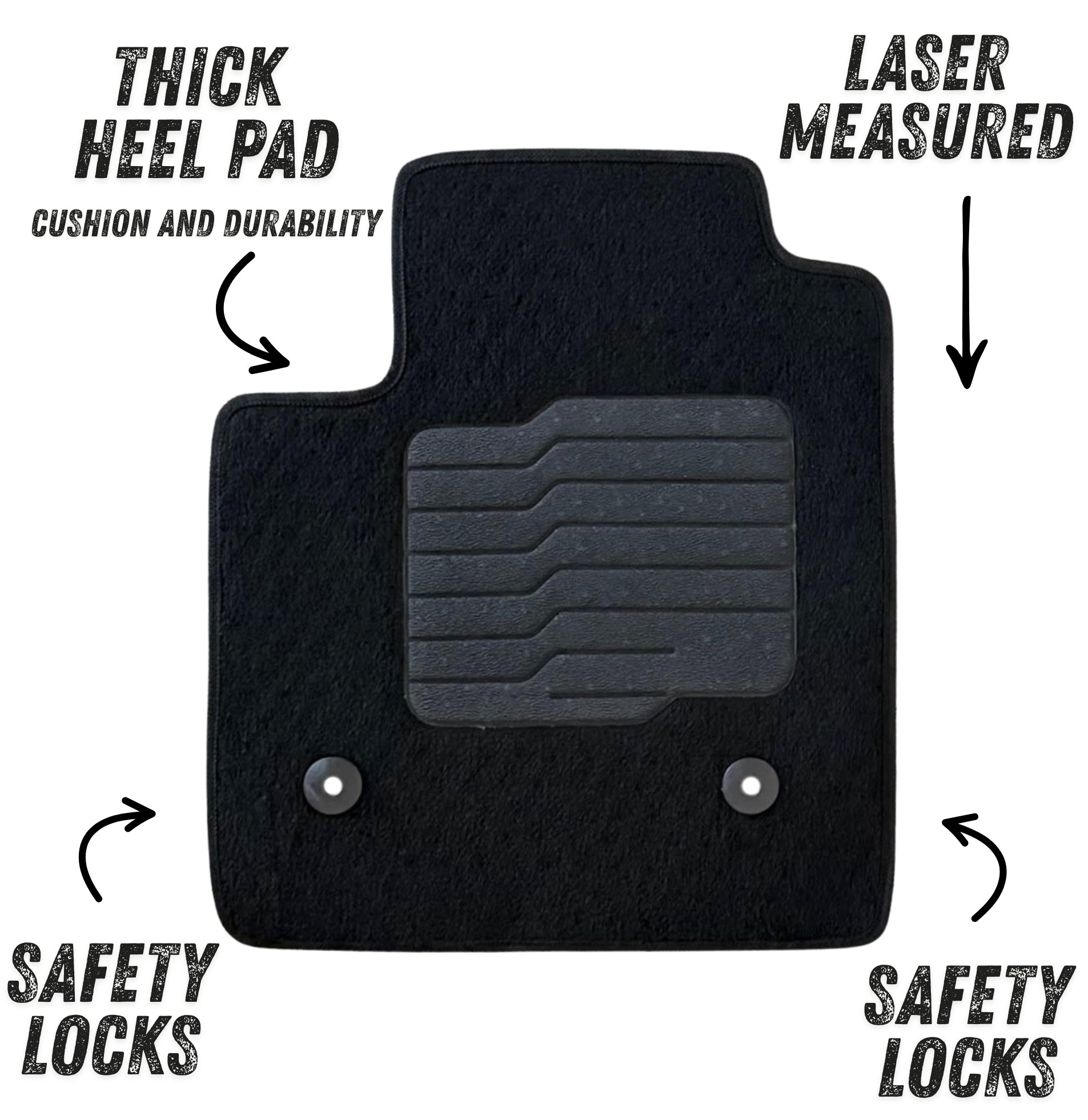 Carpet Floor Mats for 2018 to 2025 Cadillac XT4, front and Rear, Black