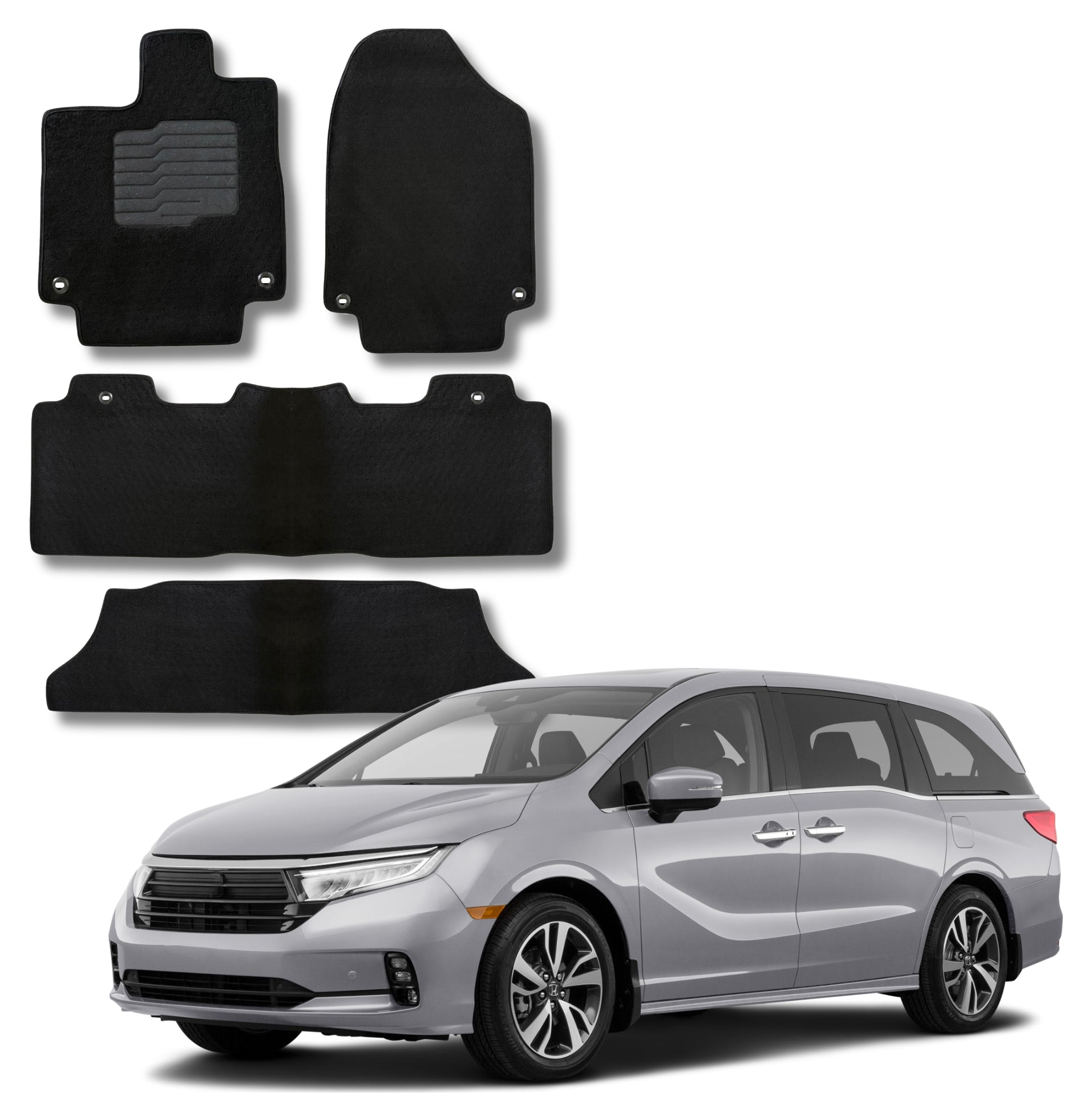Carpet Floor Mats for 2018 to 2026 Honda Odyssey, Full set, Black