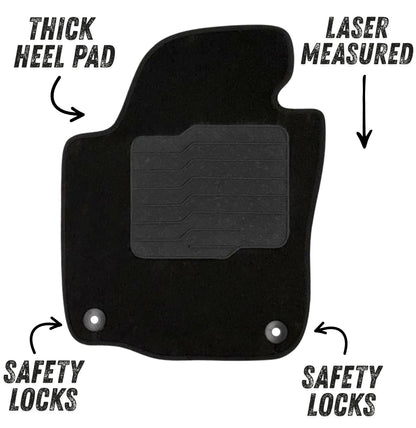 Carpet Floor mats for 2011 to 2019 Volkswagen Passat, Front and Rear, Black