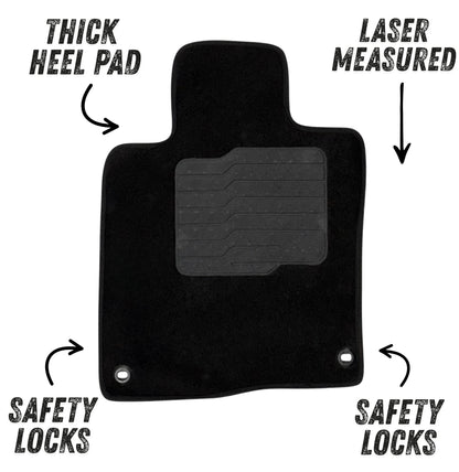 Carpet Floor Mats for 2016 to 2021 Honda Civic, Front and Rear, Black