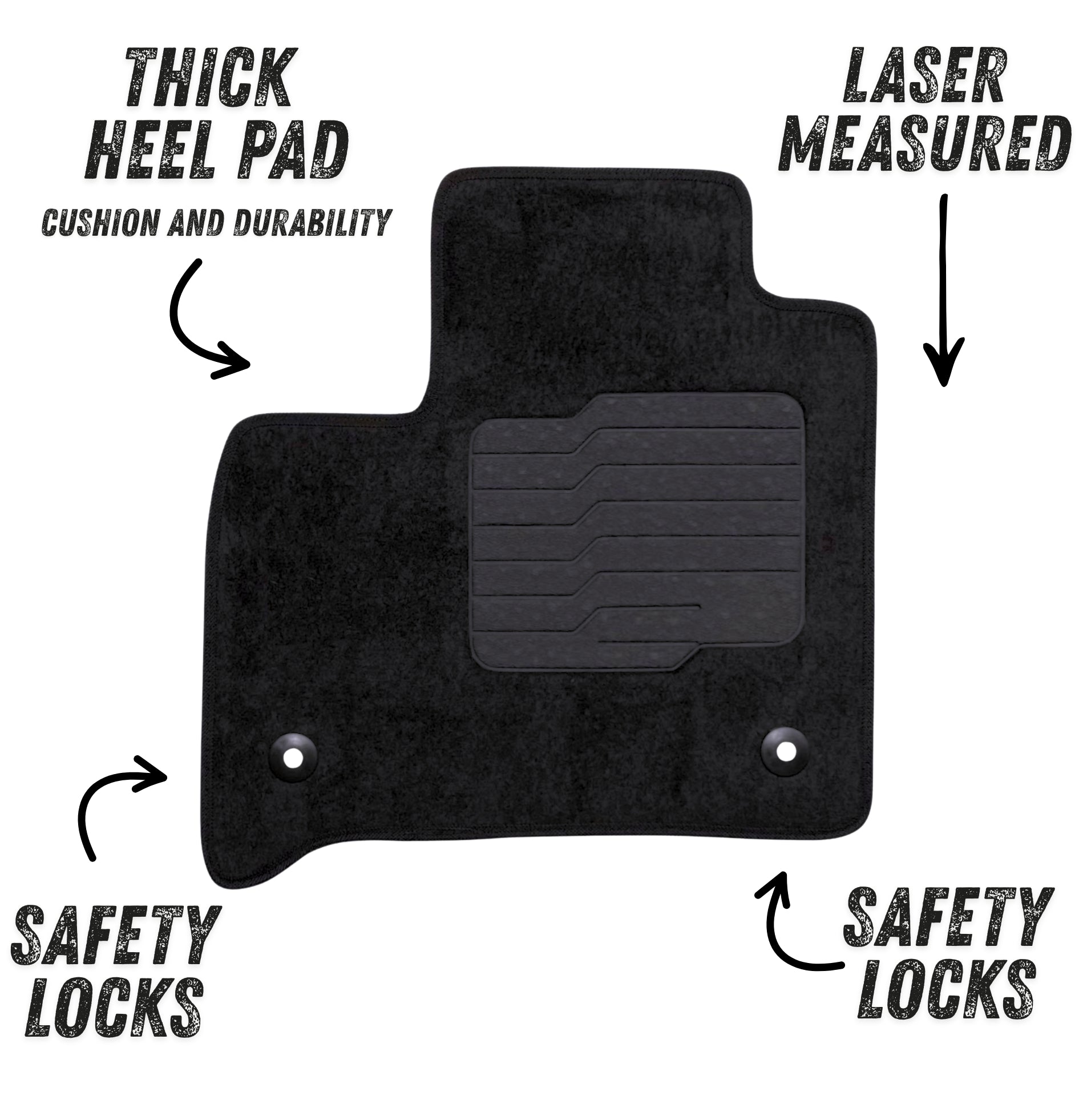 Carpet Floor Mats For 2018 to 2024 Chevrolet Traverse, Front and Rear, Black