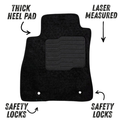 Carpet Floor Mats for 2013 to 2019 Nissan Sentra, Front and Rear, Black