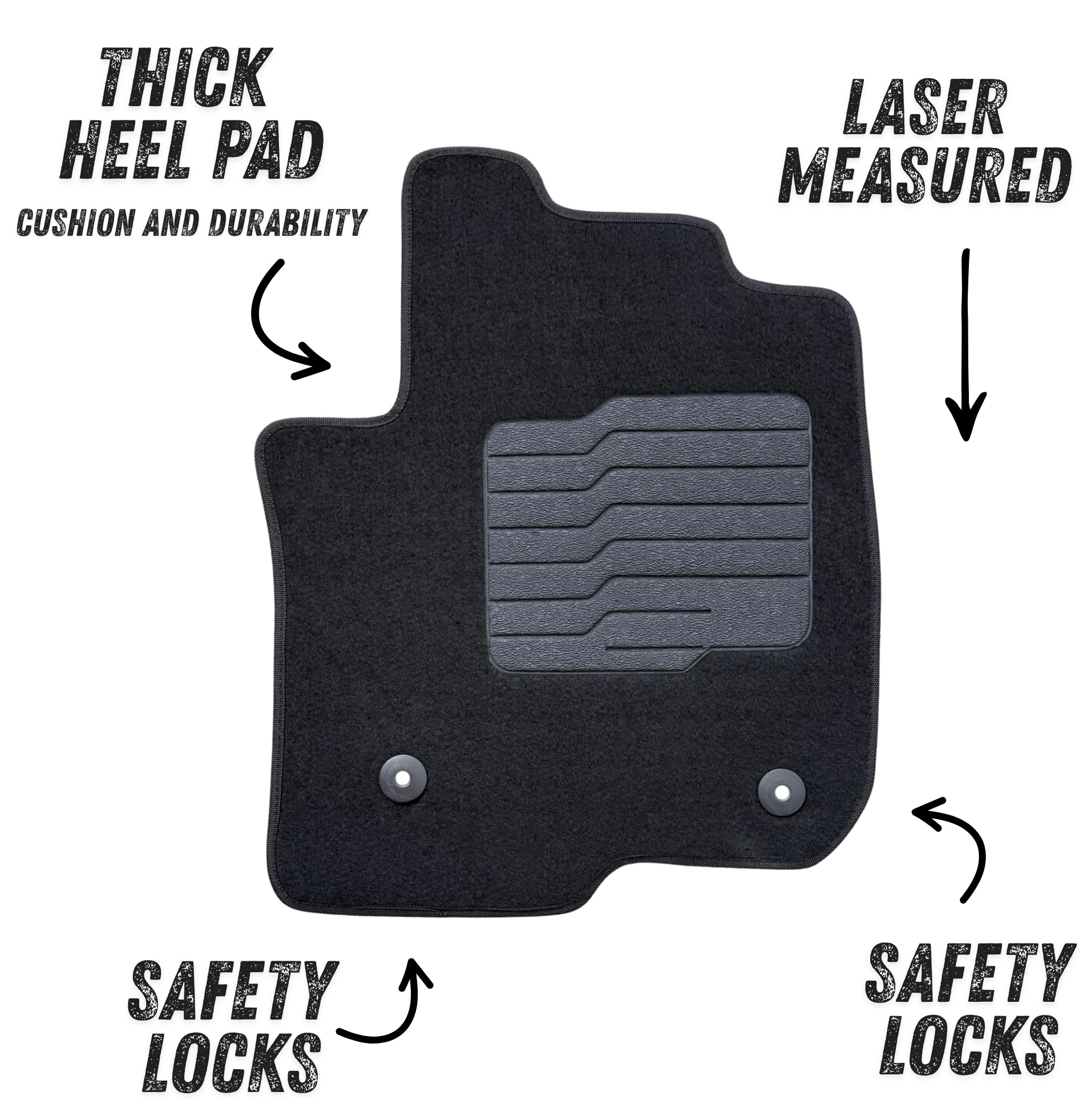 Carpet Floor Mats for 2019 to 2026 Chevrolet Silverado / GMC Sierra 1500, Front and Rear, Black