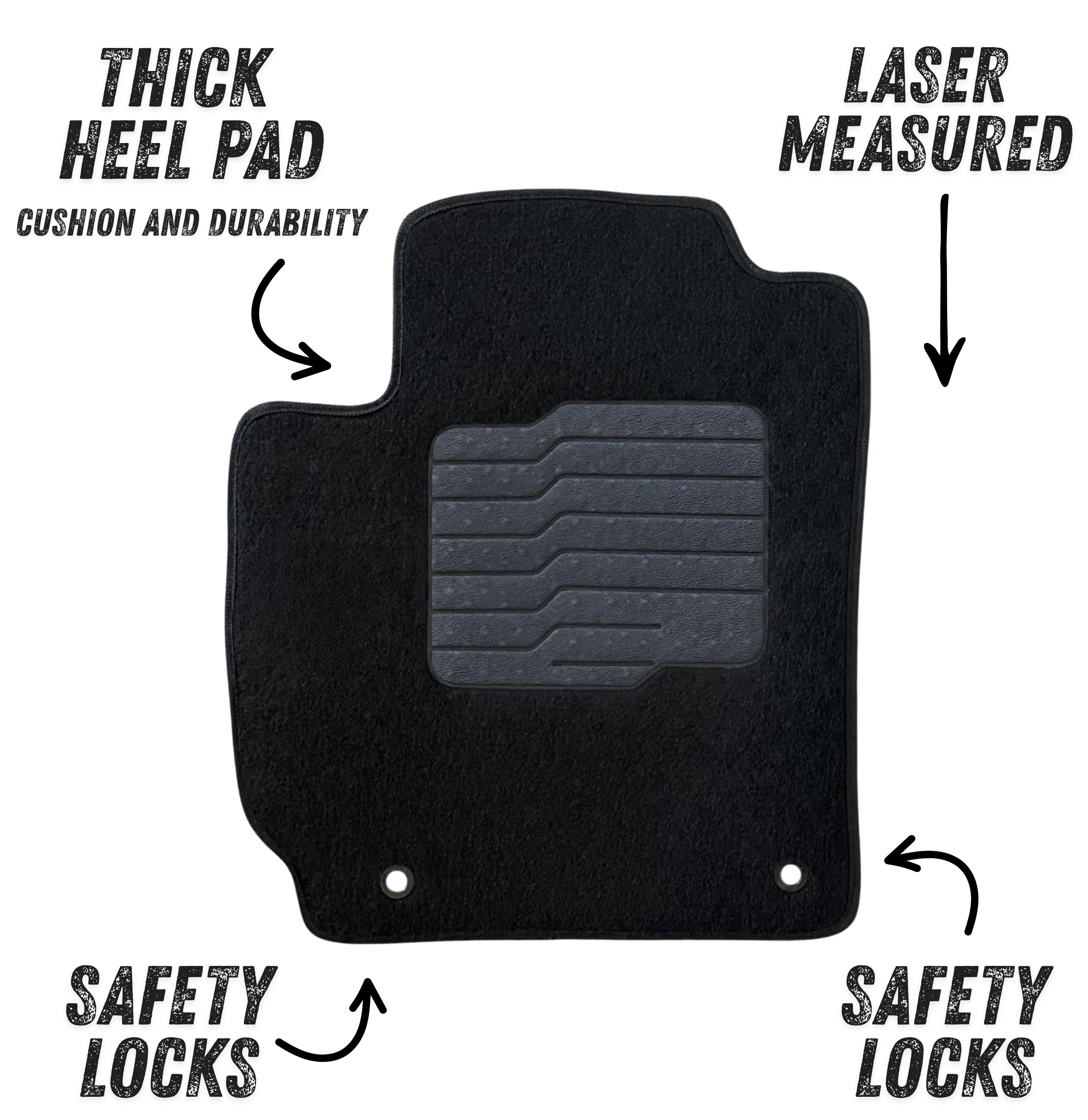Carpet Floor Mats For 2018 to 2023 Hyundai Kona, Front and Rear, Black