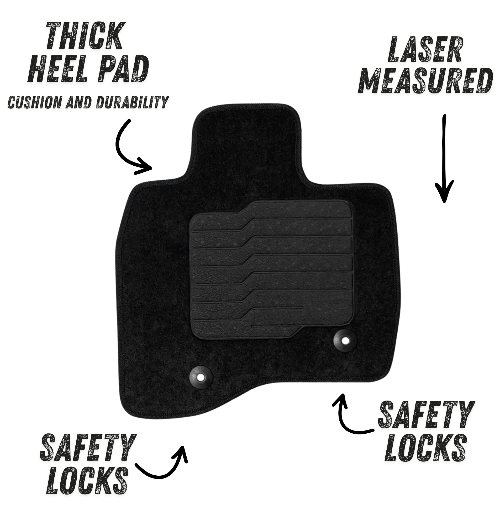Carpet Floor Mats for 2015 to 2019 Ford Explorer, Front and Rear, Black