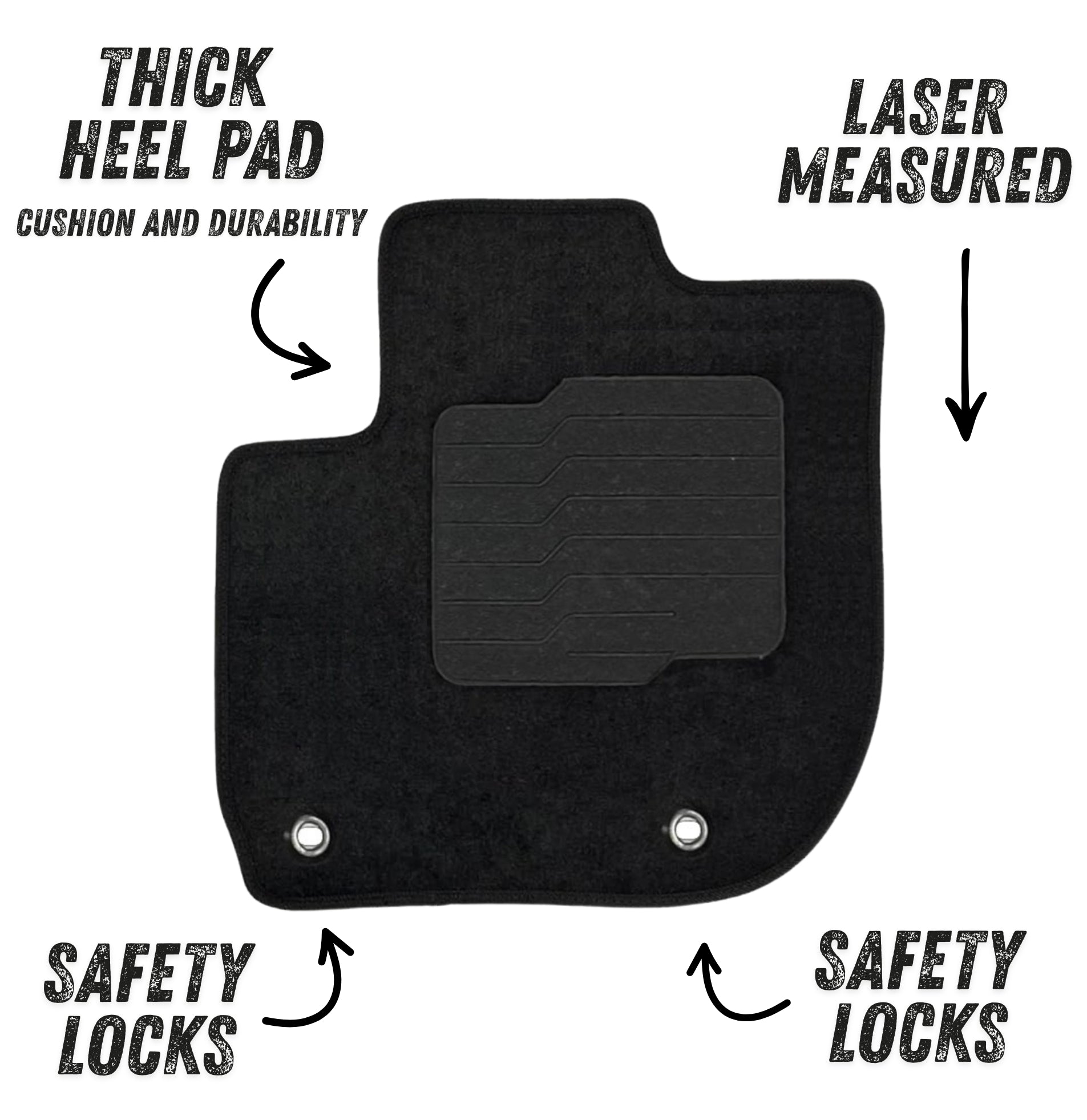 Carpet Floor Mats for 2016 to 2022 Honda HRV / 2015 to 2020 Honda Fit, Front and Rear, Black