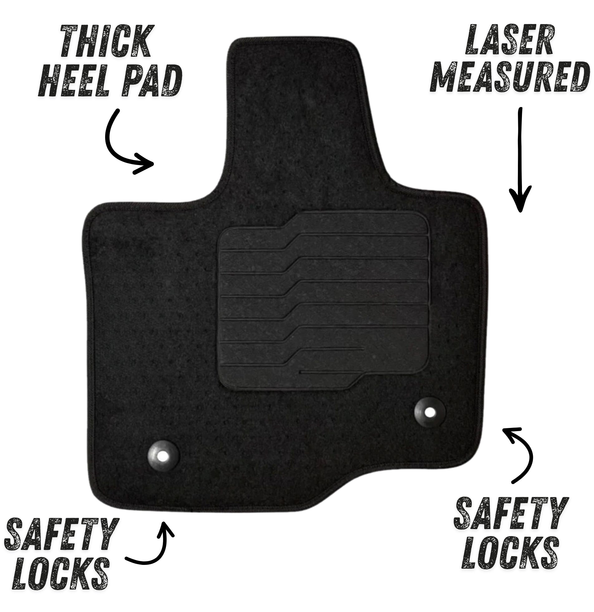 Carpet Floor Mats for 2015 to 2020 Ford F-150 Crew & Extended Cabin, Front and Rear, Black
