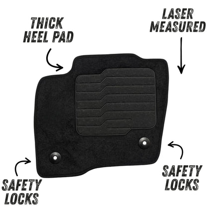 Carpet Floor Mats for 2015 to 2024 Ford Edge, Front and Rear, Black