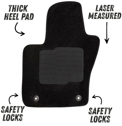 Carpet Floor Mats for 2017 to 2026 Jeep Compass, Front and Rear, Black