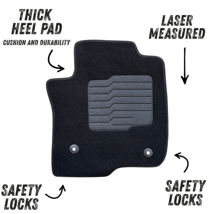Carpet Floor Mats for 2021 to 2026 GMC Yukon, Chevrolet Tahoe, Suburban, Cadillac Escalade, Front and Rear, Black