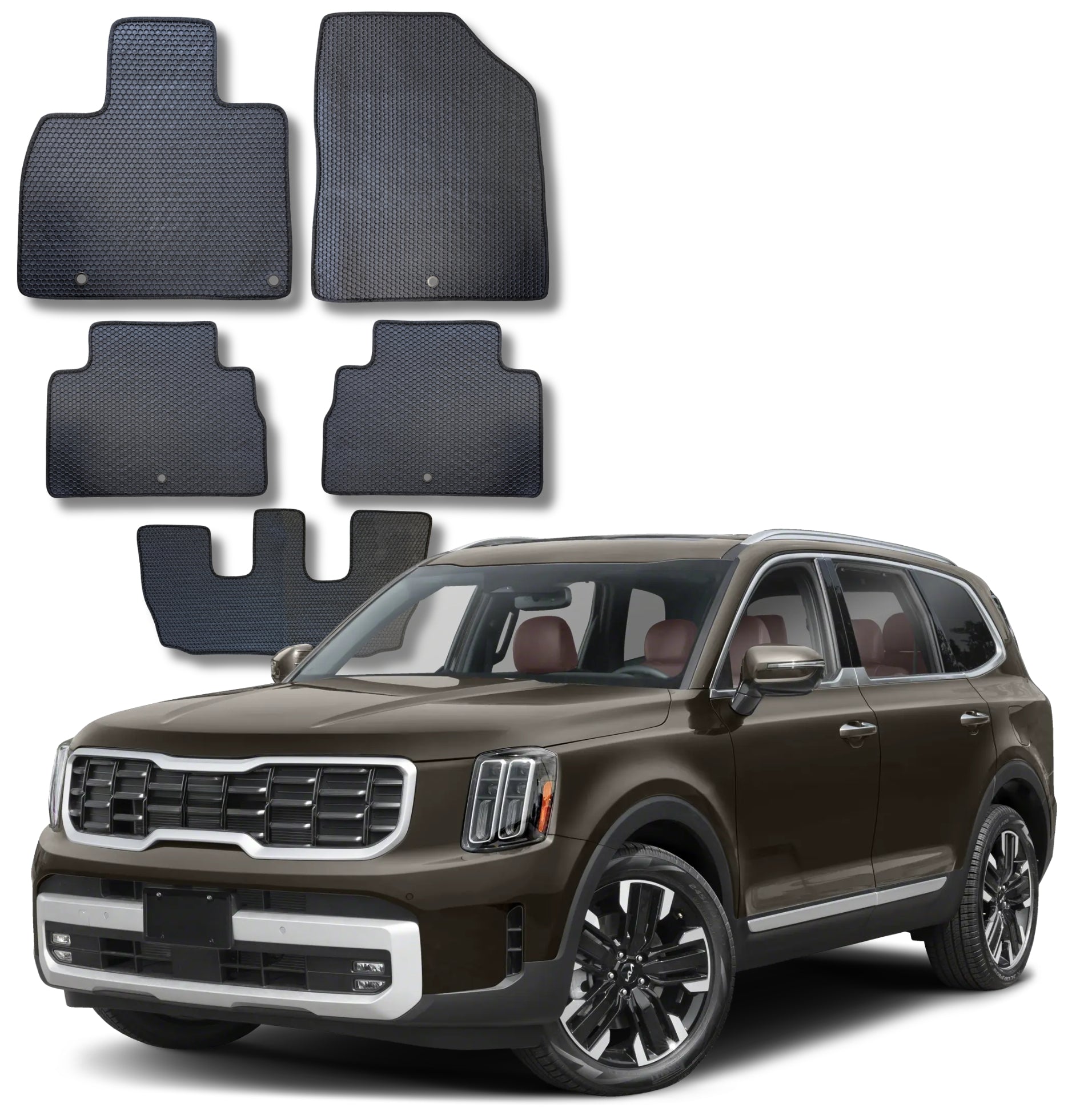 All Weather Honeycomb Floor Mats for 2020 to 2025 Kia Telluride Full Set