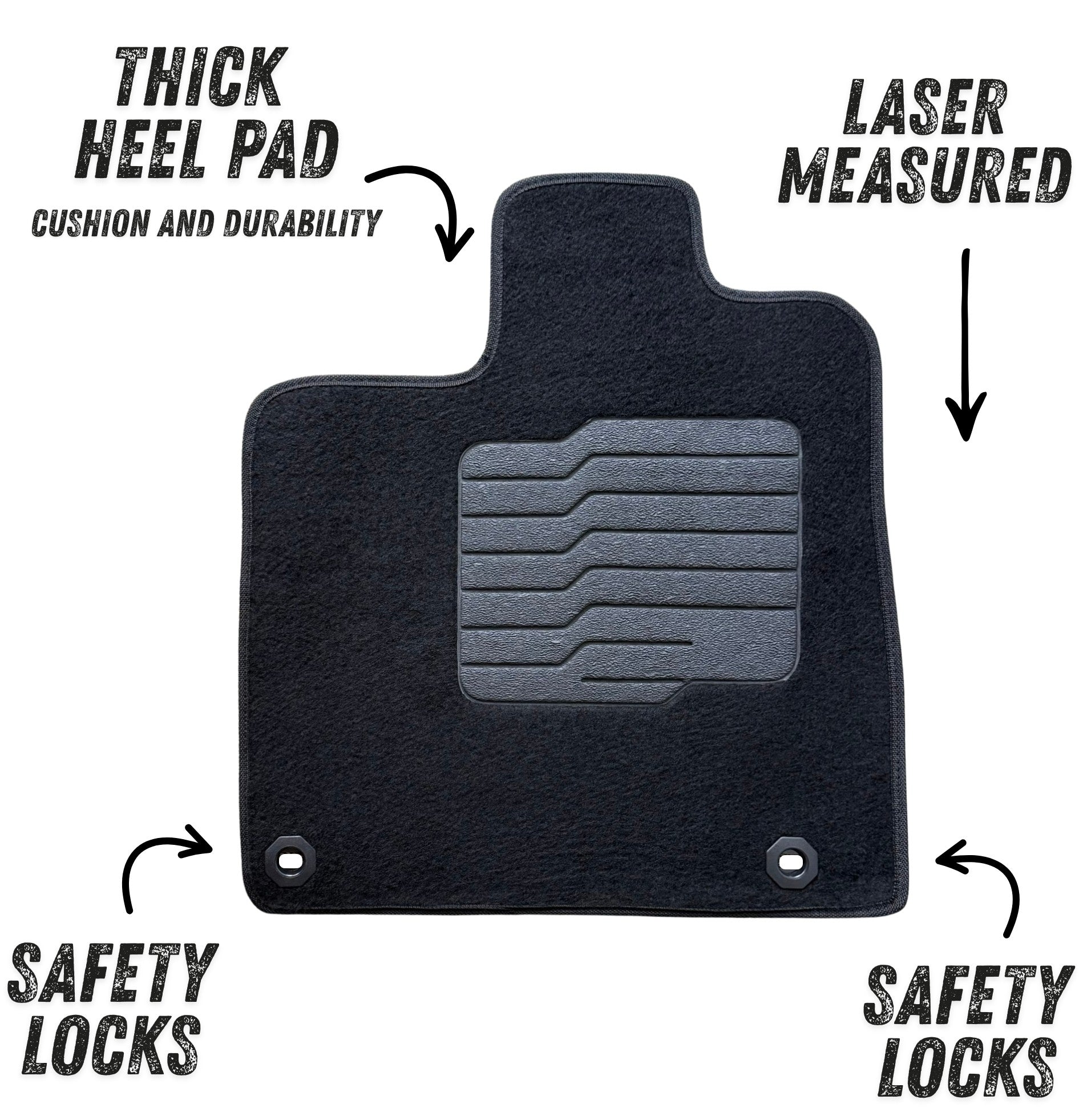 Carpet Floor Mats for 2017 to 2026 Honda Ridgeline, Front and Rear, Black
