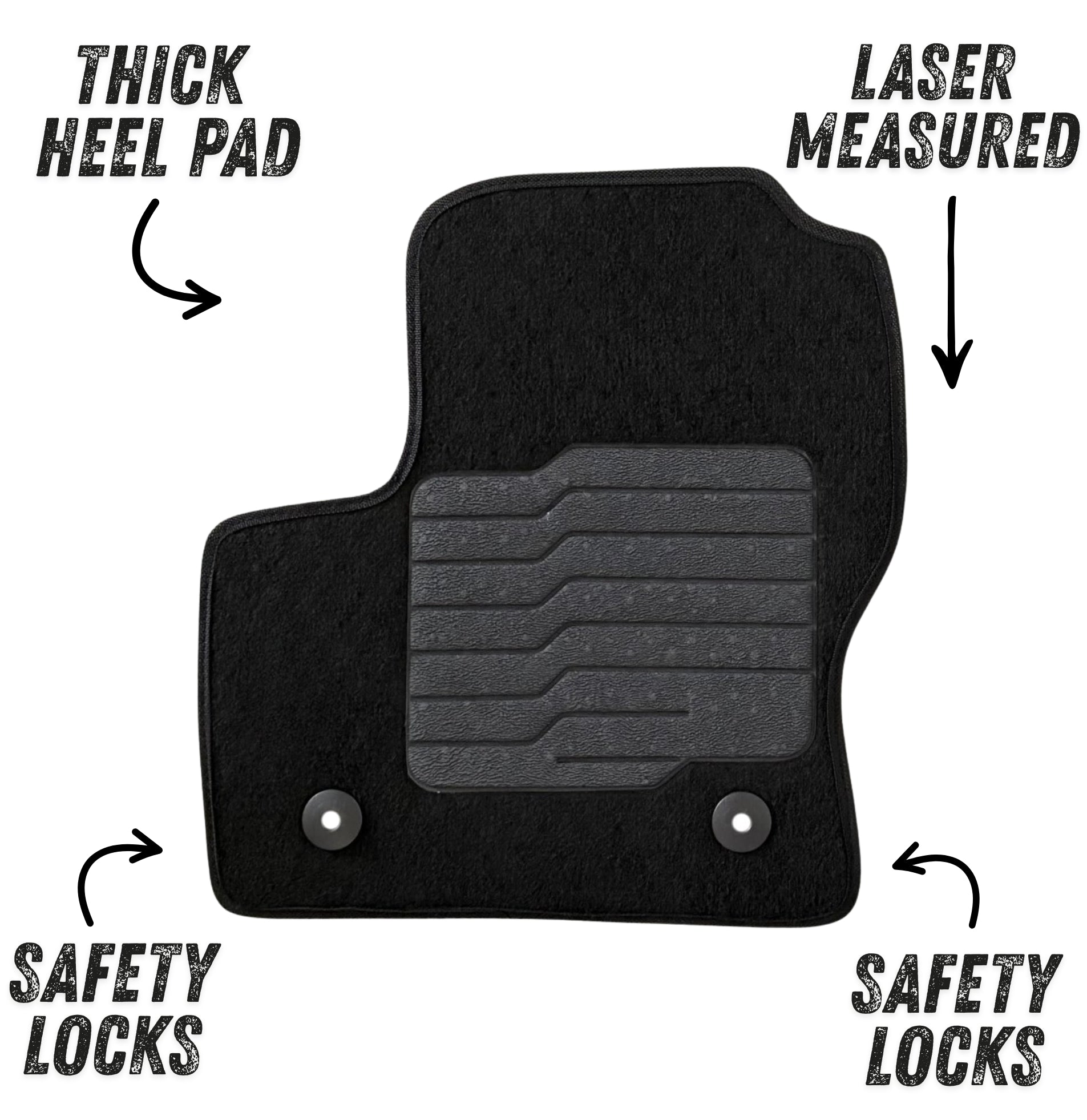 Carpet Floor Mats for 2013 to 2019 Ford Escape, Front and Rear, Black