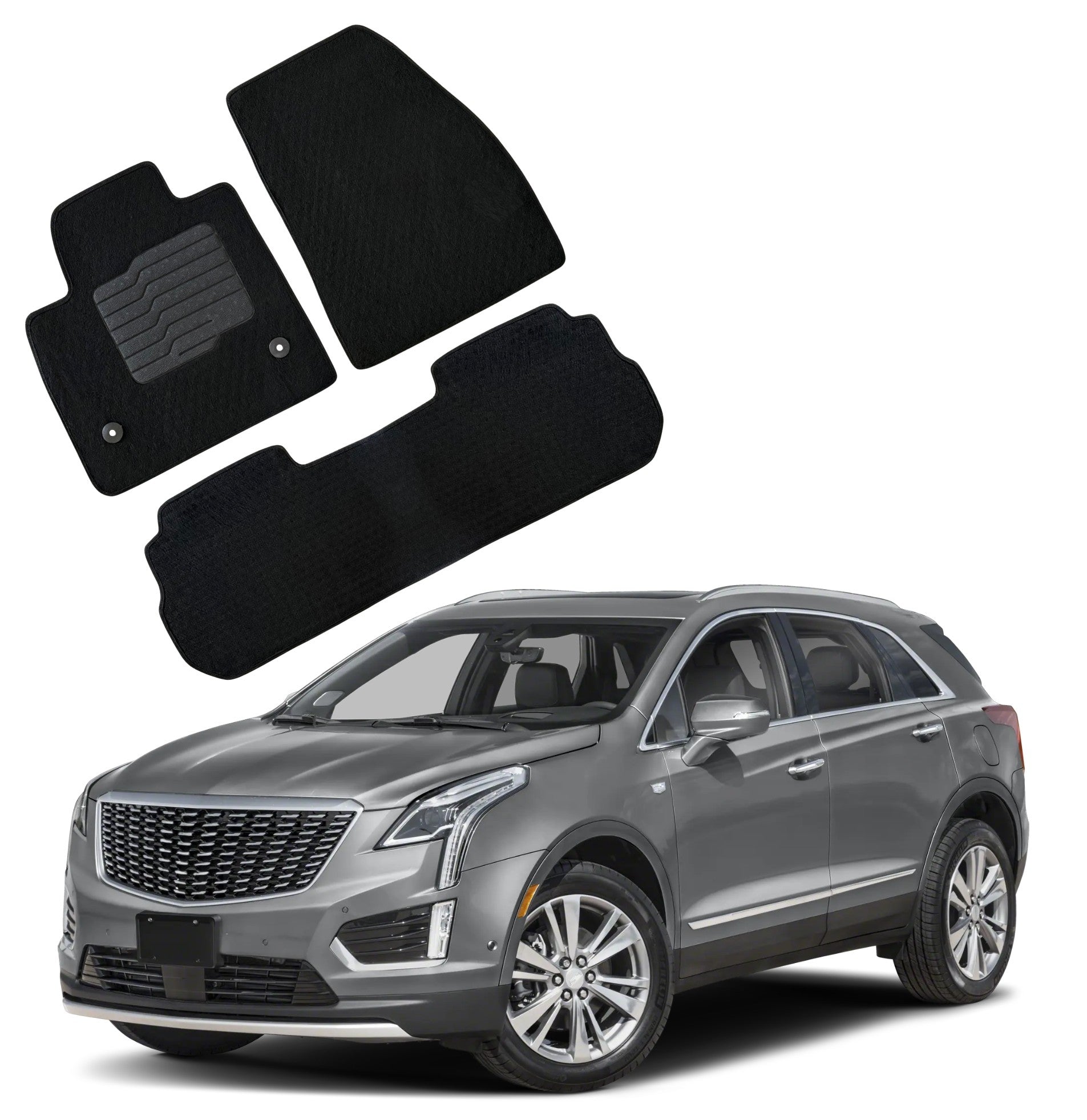 Carpet Floor Mats for 2017 to 2026 Cadillac XT5, front and Rear, Black