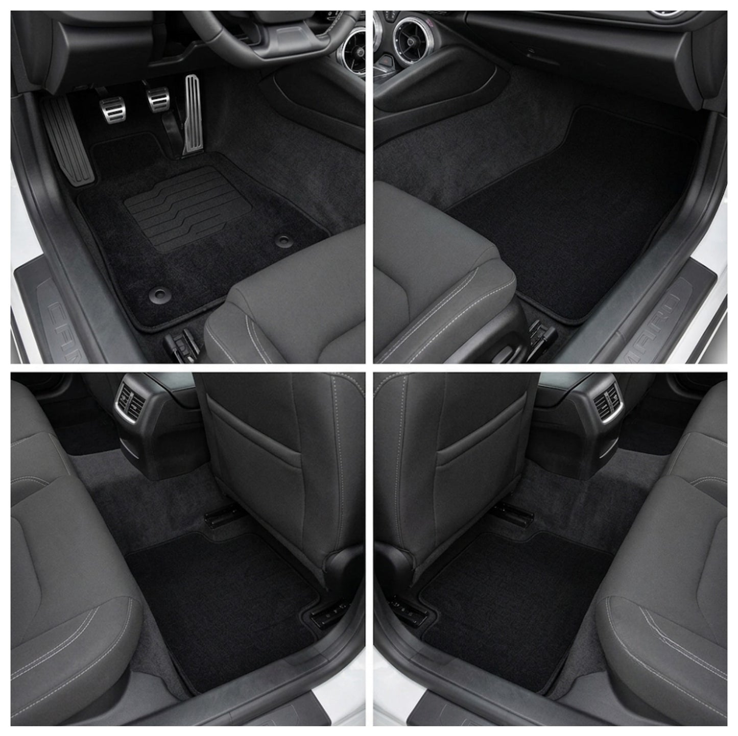 Carpet Floor Mats For 2016 to 2025 Chevrolet Camaro, Front and Rear