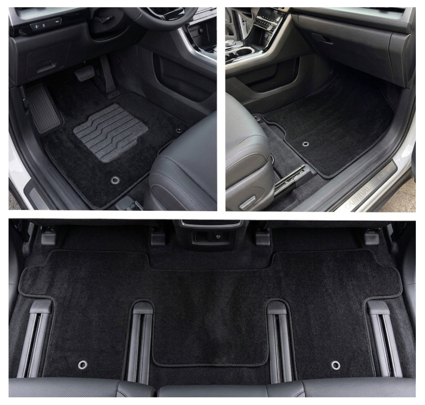 Carpet Floor Mats for 2022 to 2026 Kia Carnival 8 Passenger, Front and Rear, Black
