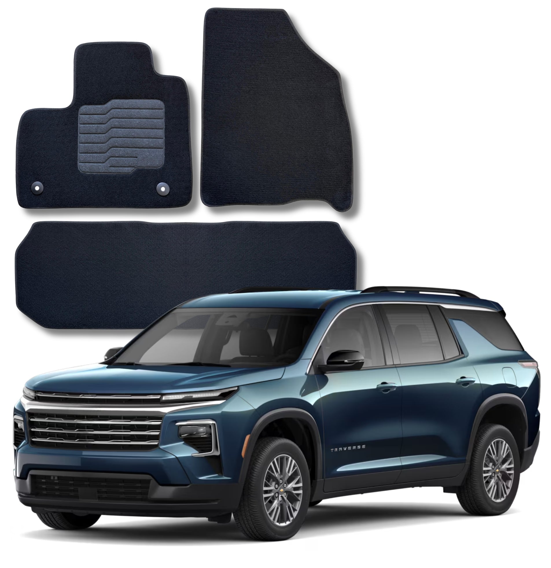 Carpet Floor Mats for 2024 to 2026 Chevrolet Traverse, Front and Rear