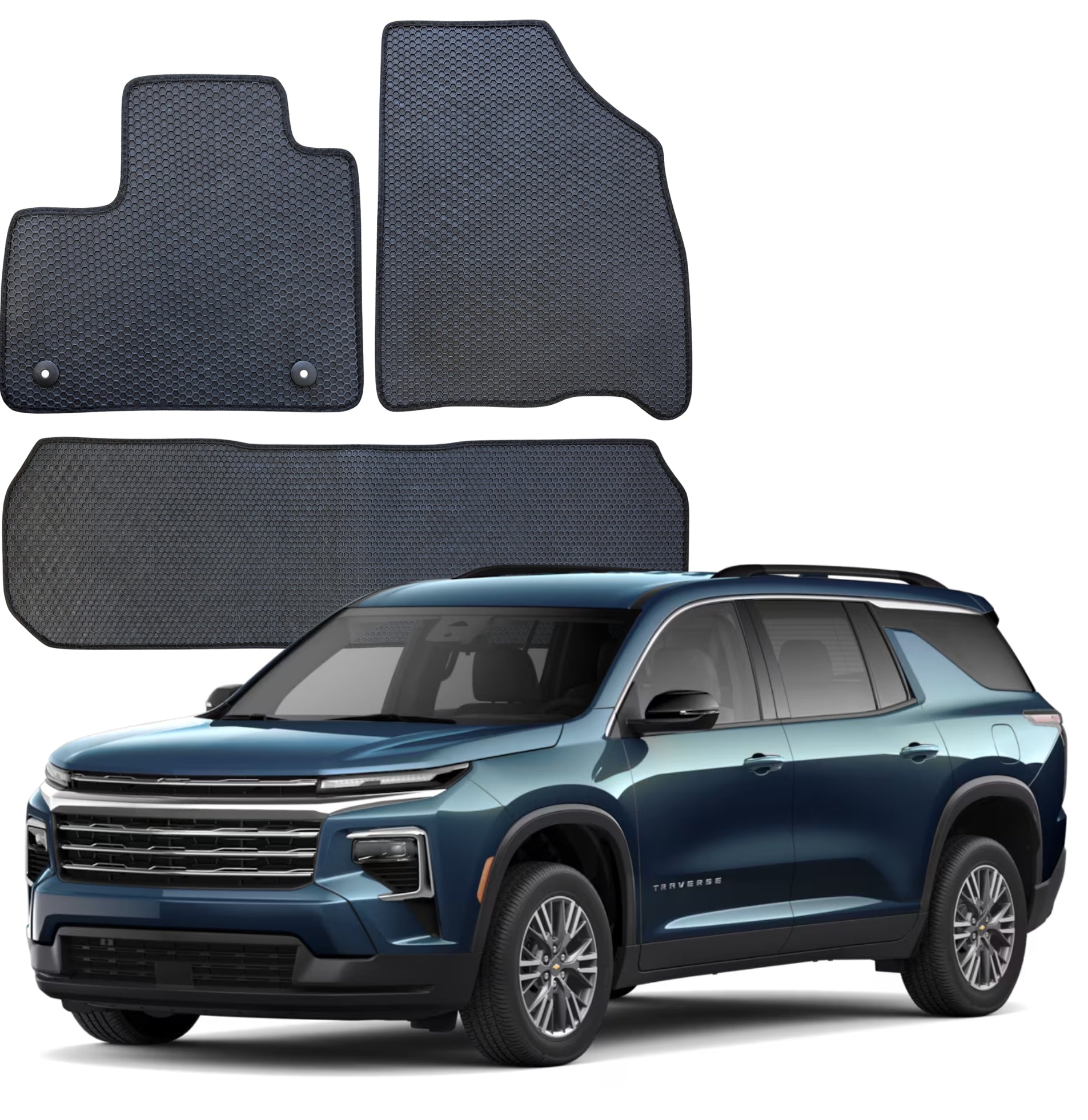 All Weather Honeycomb Floor Mats for 2025 to 2026 Chevrolet Traverse, Front and Rear