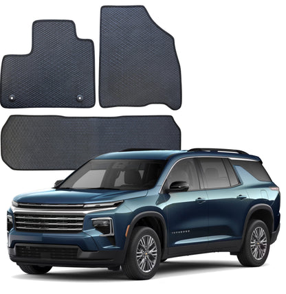 All Weather Honeycomb Floor Mats for 2025 to 2026 Chevrolet Traverse, Front and Rear