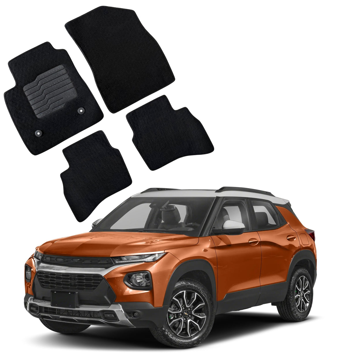 Carpet Floor Mats for 2021 to 2026 Chevrolet Trailblazer AWD, Front and Rear, Black