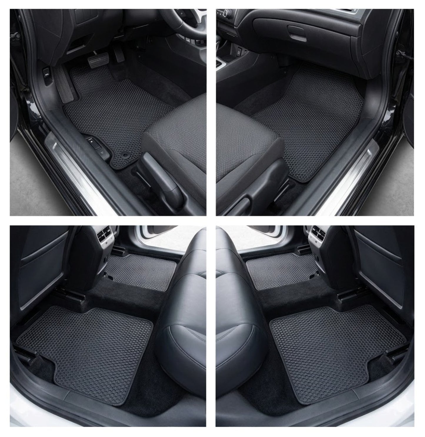 All Weather Honeycomb Floor Mats for 2012 to 2015 Honda Civic, Front and Rear