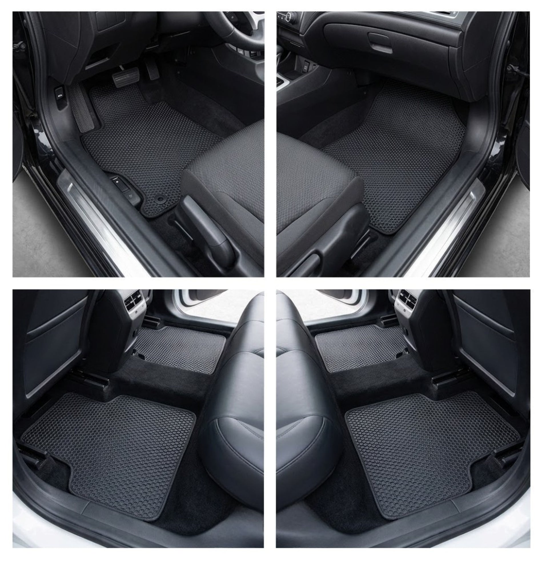 All Weather Honeycomb Floor Mats for 2012 to 2015 Honda Civic, Front and Rear