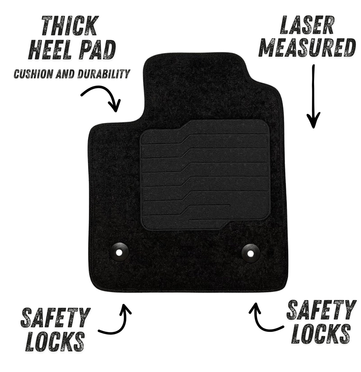 Carpet Floor Mats for 2023-2026 Chevrolet Colorado / GMC Canyon Crew Cab, Front and Rear, Black