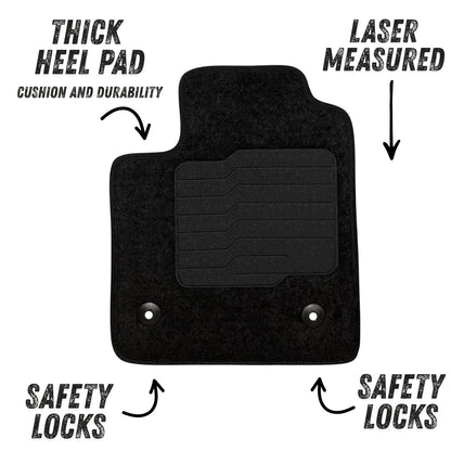 Carpet Floor Mats for 2023-2026 Chevrolet Colorado / GMC Canyon Crew Cab, Front and Rear, Black
