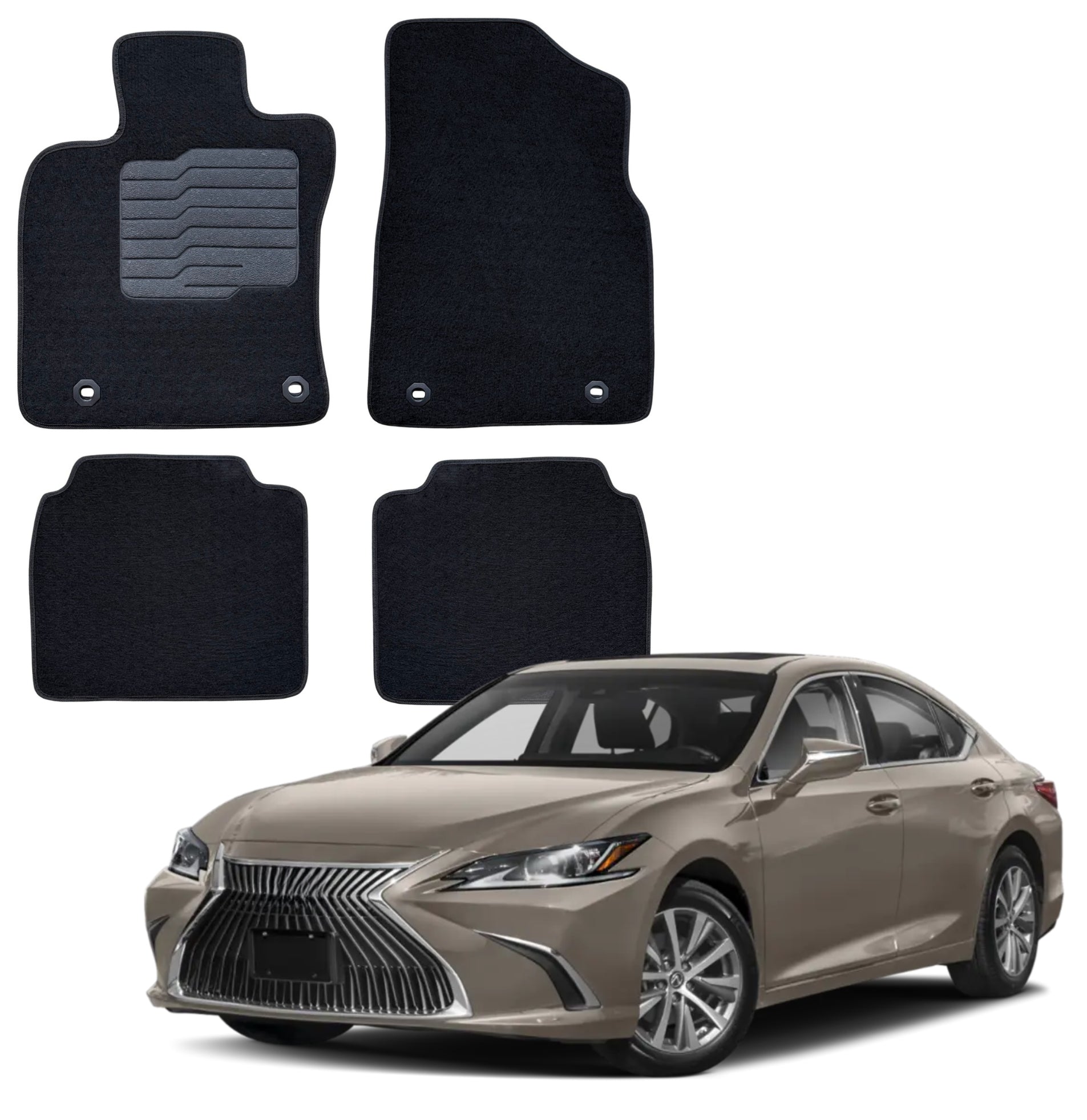 Carpet Floor Mats for 2019 to 2025 Lexus ES350/ES300h, Front and Rear, Black