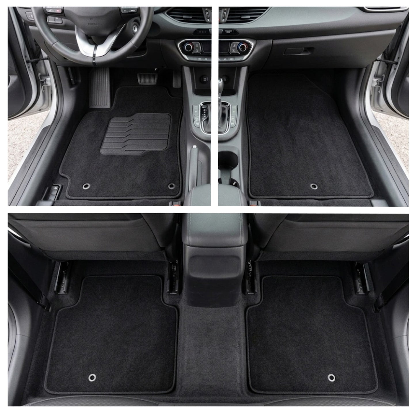 Carpet Floor Mats for 2017 to 2020 Hyundai Elantra, Front and Rear, Black