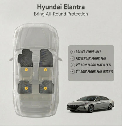 All Weather Honeycomb Floor Mats for 2021 to 2026 Hyundai Elantra and Elantra N