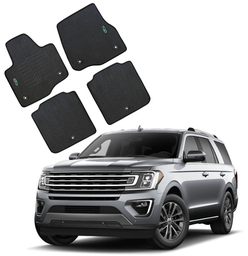 All Weather Floor Mats for 2018 to 2024 Ford Expedition, front and Rear, Black