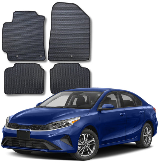 All Weather Honeycomb Floor Mats for 2019 to 2024 Kia Forte, Front and Rear