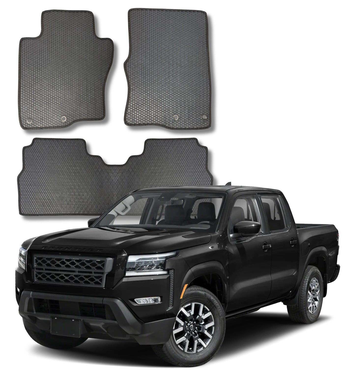 All Weather Honeycomb Floor Mats for 2022 to 2026 Nissan Frontier Crew Cab