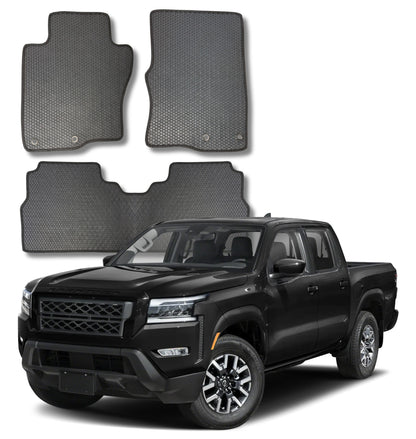 All Weather Honeycomb Floor Mats for 2022 to 2026 Nissan Frontier Crew Cab