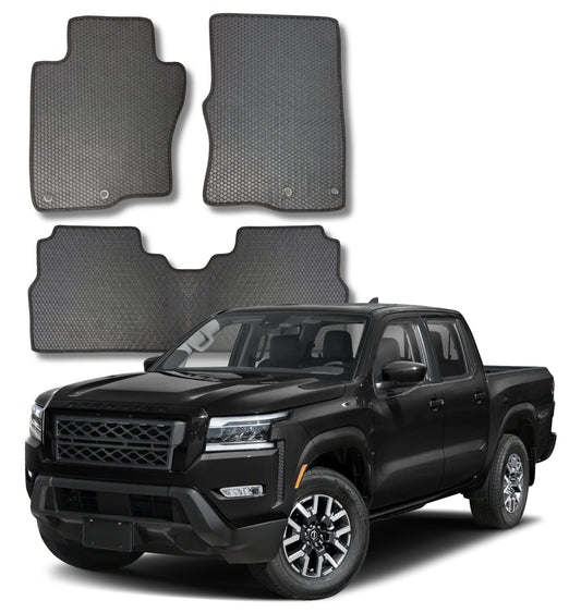 All Weather Honeycomb Floor Mats for 2022 to 2026 Nissan Frontier Crew Cab