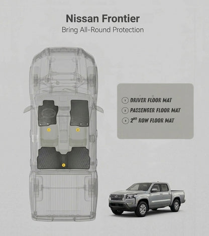All Weather Honeycomb Floor Mats for 2022 to 2026 Nissan Frontier Crew Cab