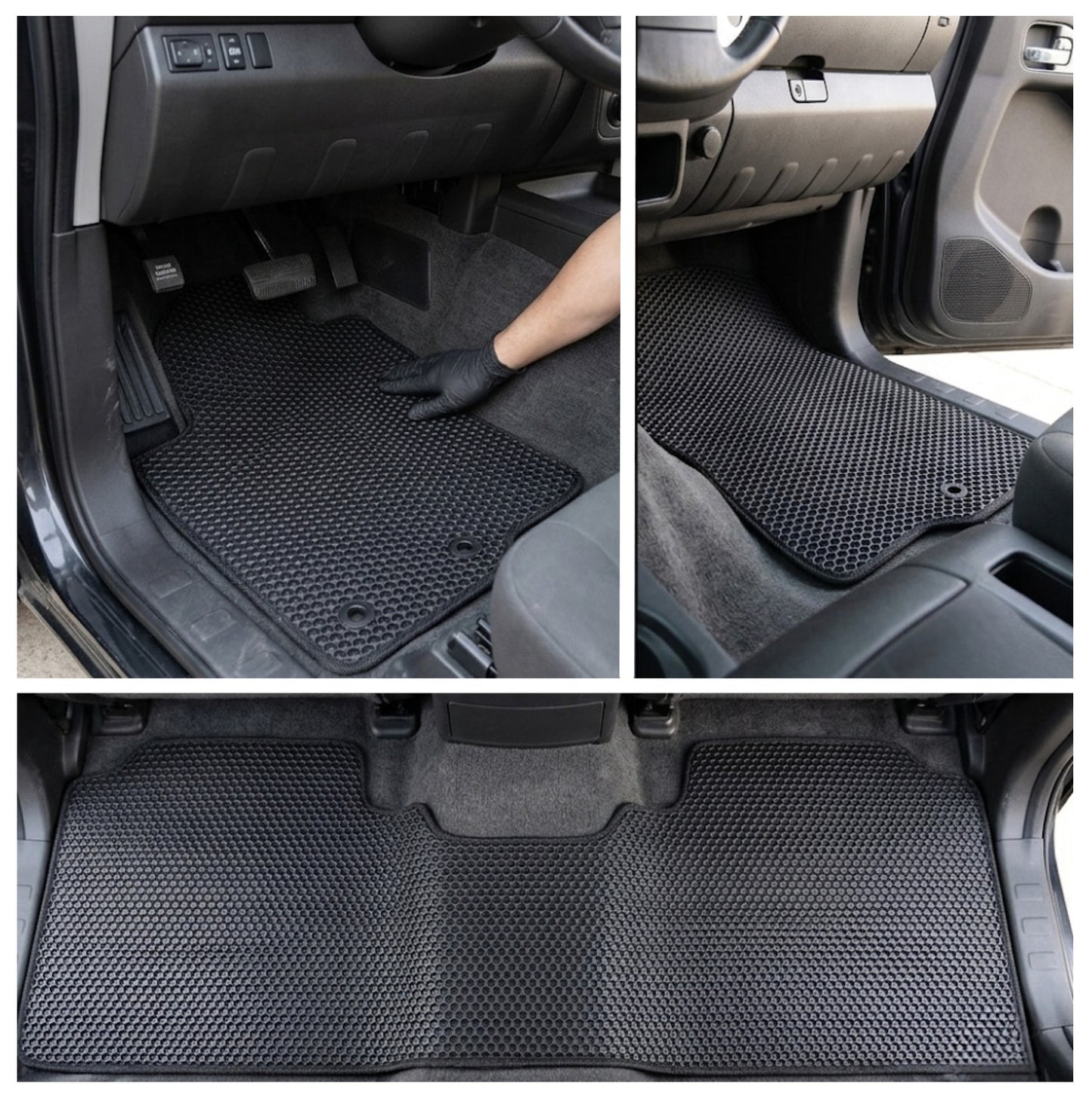 All Weather Honeycomb Floor Mats for 2011 to 2021 Nissan Frontier Crew Cab