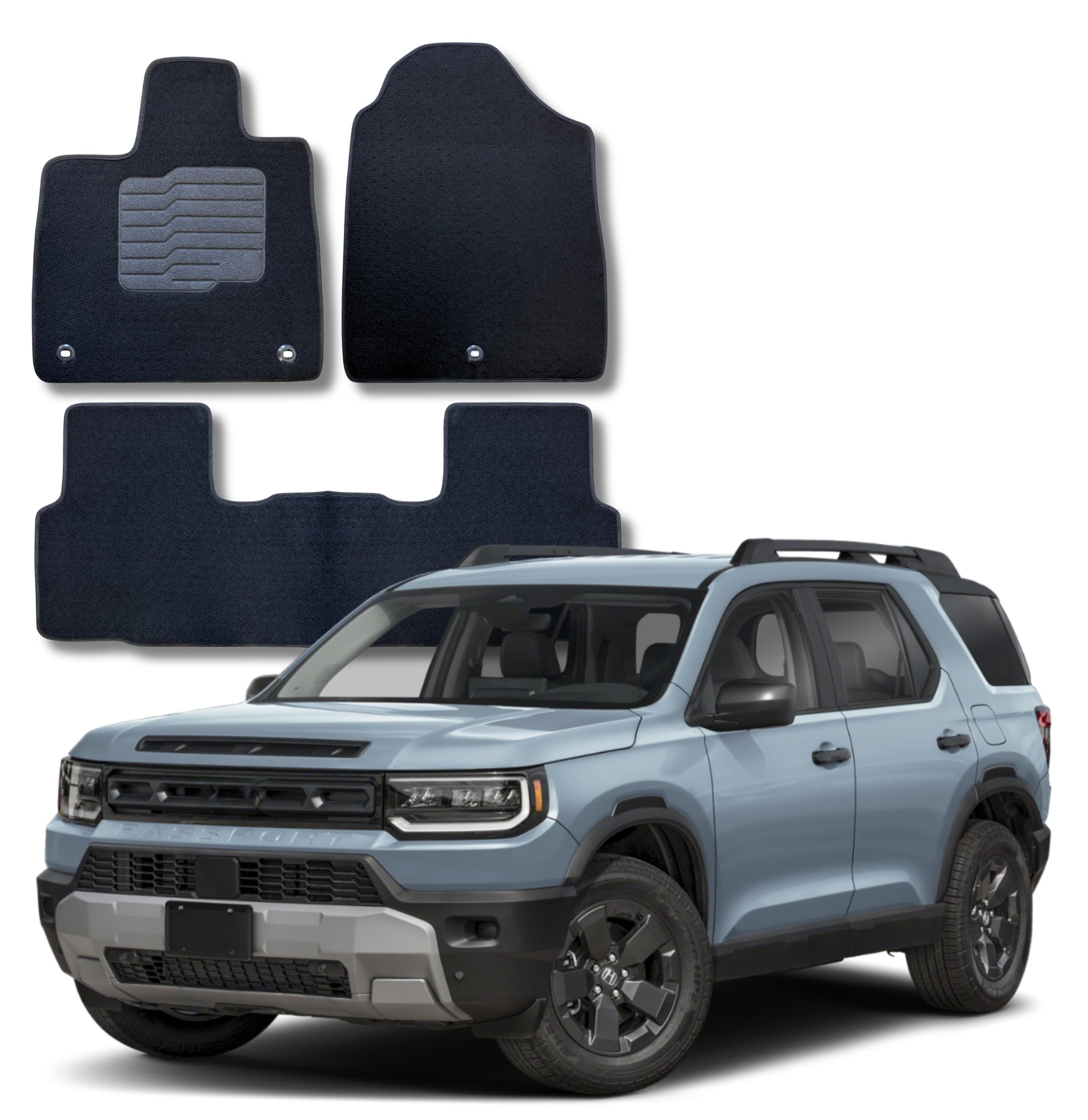 Carpet Floor Mats for 2026 Honda Passport, Front and Rear, Black