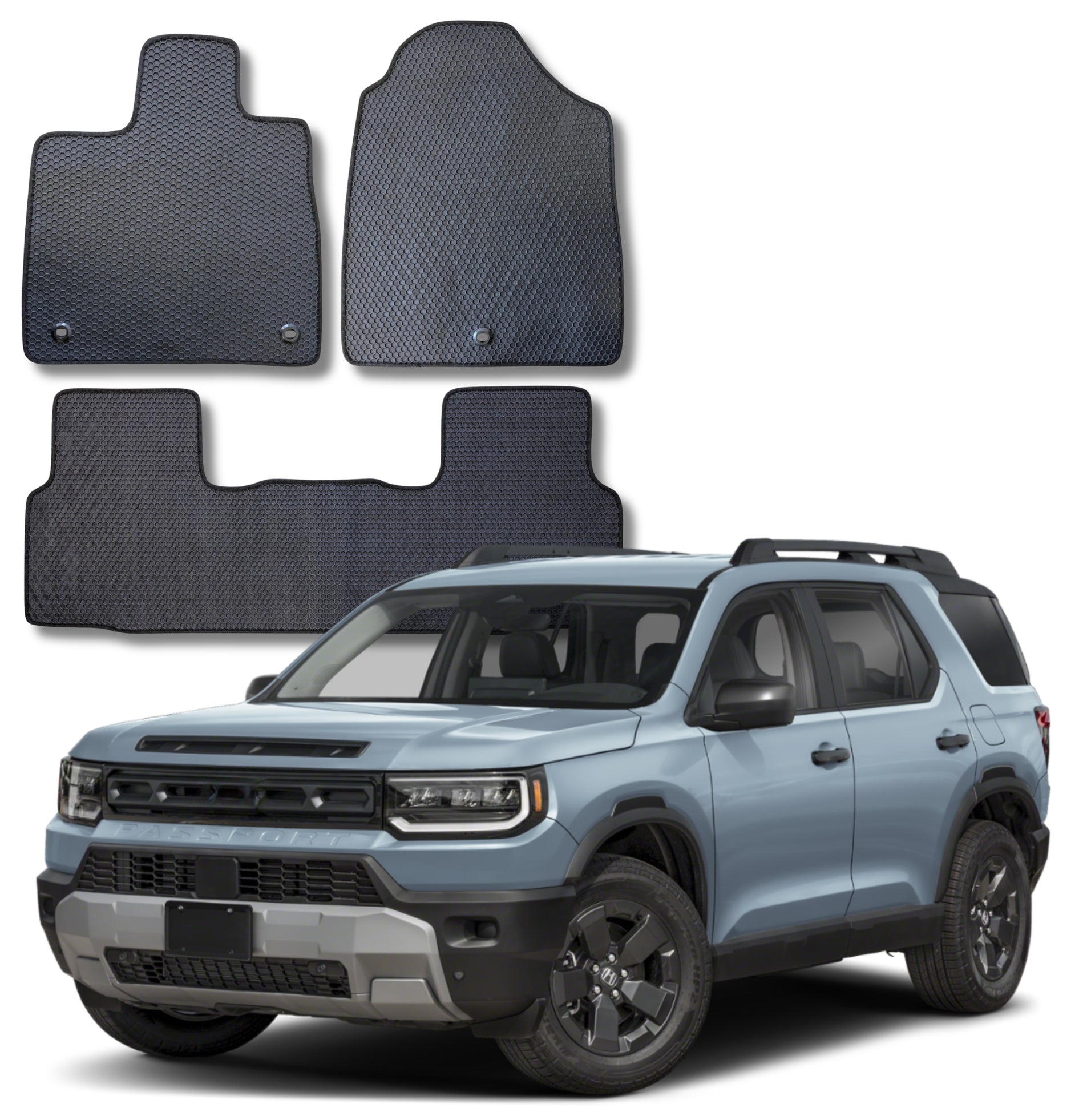 All Weather Honeycomb Floor Mats for 2026 Honda Passport, Front and Rear
