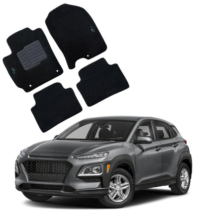 Carpet Floor Mats For 2018 to 2023 Hyundai Kona, Front and Rear, Black