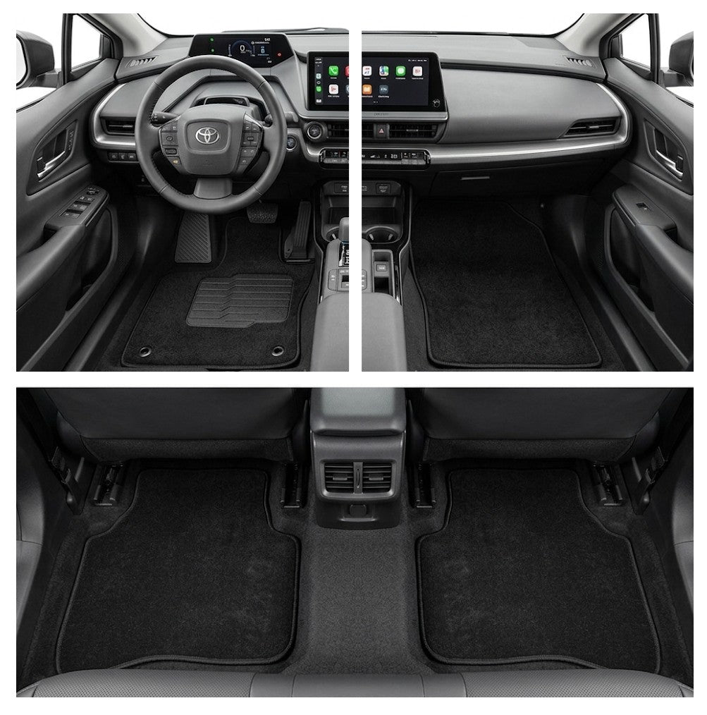 Carpet Floor Mats For 2023 to 2026 Toyota Prius, Front and Rear, Black