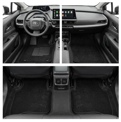 Carpet Floor Mats For 2023 to 2026 Toyota Prius, Front and Rear, Black